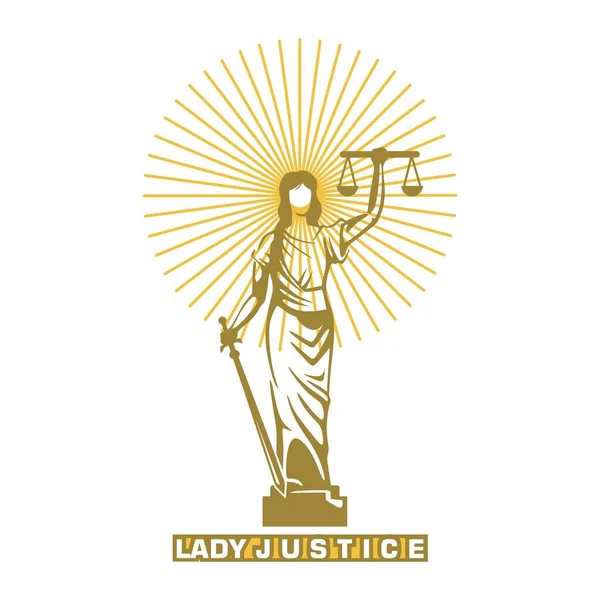 Themis Lady Justice Logo Silhueta Grande Senhora Trazer Escalas Ilustrações — Vetor de Stock