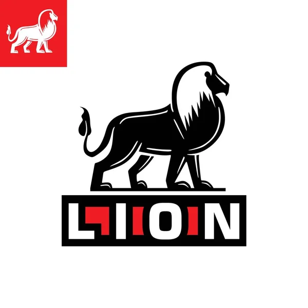 Black Lion Logo Silhuett Stora Lejon Stående Vektor Illustrationer — Stock vektor