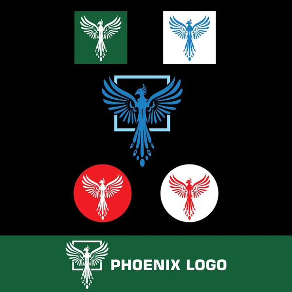 Elegant Phoenix Set Logo Silhouette Abstract Bird Flying Vector Illustrations — Stock Vector