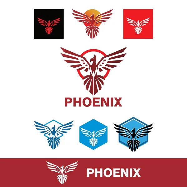 Great Foenix Logo Enkel Silhuett Abstrakta Fågel Flygande Vektor Illustrationer — Stock vektor