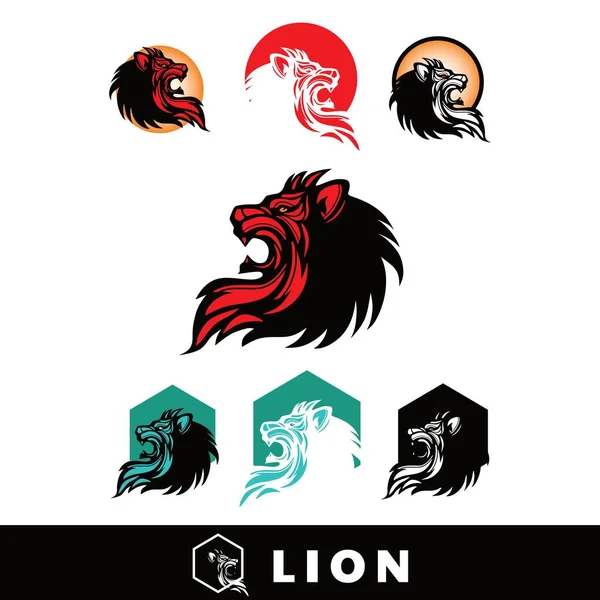 Simple Lion Head Logo Silhuett Vilda Fula Odjuret Ansikte Vektor — Stock vektor