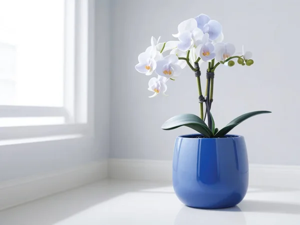 white phalaenopsis orchid flowers in a minimalist room