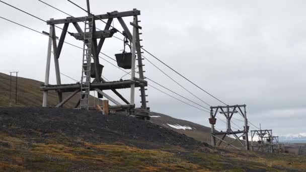 Ecologia Industria Spitsbergen Stazione Fune Vecchia Funivia Abbandonata Nella Città — Video Stock