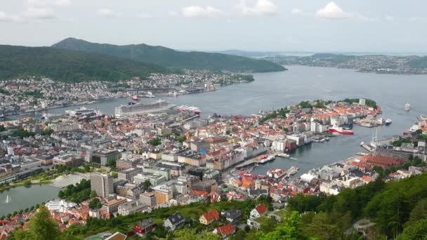 Bergen Noruega Junio 2023 Edificios Madera Del Patrimonio Hanseático Ciudad — Vídeo de stock