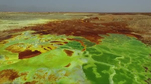 Voyage Dans Désert Danakil Éthiopie Paysage Coloré Lac Dallol Dans — Video