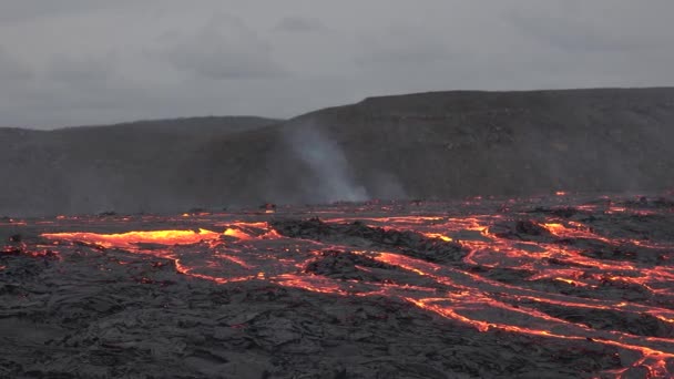 Islandia Erupción Del Volcán Maravillas Naturaleza Lava Ardiente Caliente Roja — Vídeos de Stock