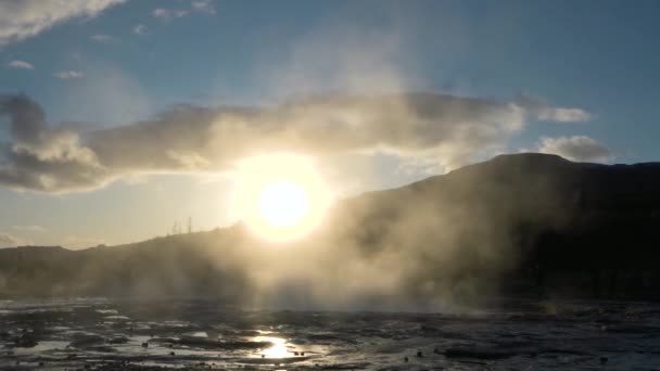 Islande Vapeur Chaude Dessus Sol Fumer Des Fumerolles Bouches Actives — Video