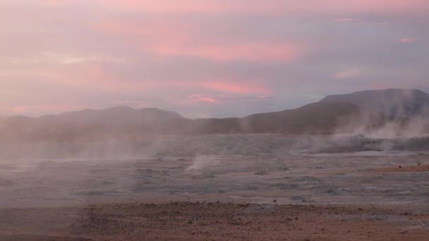 Islandia Humo Sobre Tierra Calentamiento Global Cambio Climático Vapor Fumarola — Vídeos de Stock