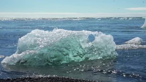 Aquecimento Global Alterações Climáticas Geleira Derretida Islândia Icebergues Derretem Baía — Vídeo de Stock
