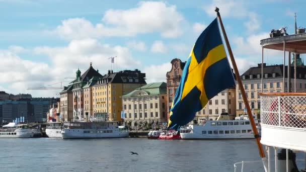 Mooiste Steden Ter Wereld Stockholm Omgeven Door Water Met Oude — Stockvideo