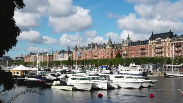 Maioria Das Belas Cidades Mundo Estocolmo Rodeado Água Com Cidade — Vídeo de Stock