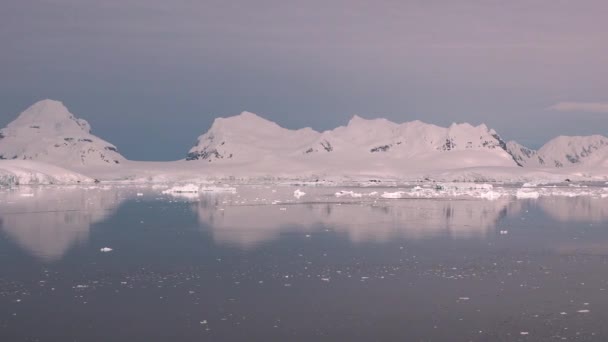 Антарктика Айсберги Глобальное Потепление Изменение Климата Прекрасная Природа Пейзаж Снежных — стоковое видео