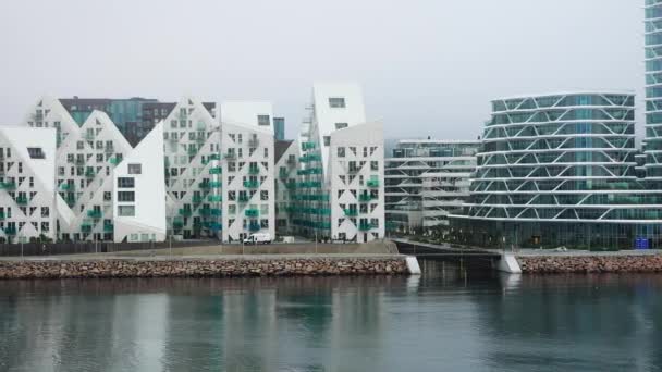 Aarhus Denmark September 2023 Modern Residential Buildings Sea Modern Architecture — Stock Video