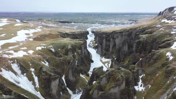 Ισλανδία Ομορφιά Της Βόρειας Φύσης Αεροφωτογραφία Πανοραμική Φύση Τοπίο Προβολή — Αρχείο Βίντεο
