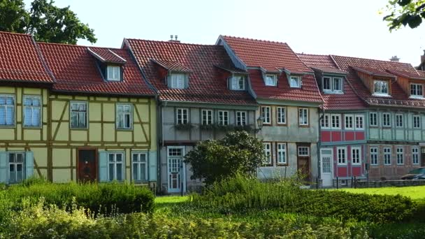 Residential Buildings Old City Europe Traditional Architecture Half Timbered Houses — Stock Video