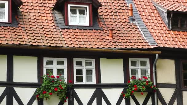 Budynki Mieszkalne Starego Miasta Europie Tradycyjna Architektura Domów Muru Pruskiego — Wideo stockowe