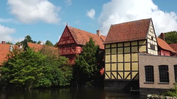 Obytné Budovy Starého Města Evropě Tradiční Architektura Poloroubené Domy Staré — Stock video