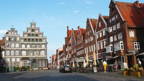 Německá Tradiční Architektura Poloroubené Domy Napůl Zarostlé Středověké Ulice Starého — Stock video