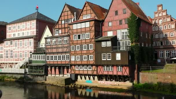 Německá Tradiční Architektura Poloroubené Domy Napůl Zarostlé Středověké Ulice Starého — Stock video