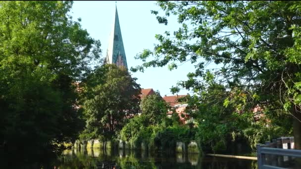 Deutsche Traditionelle Architektur Fachwerkhäuser Mittelalterliche Fachwerkgassen Einer Alten Deutschen Touristenstadt — Stockvideo