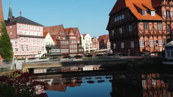 Niemiecka Tradycyjna Architektura Domów Muru Pruskiego Średniowieczne Uliczki Starego Niemieckiego — Wideo stockowe