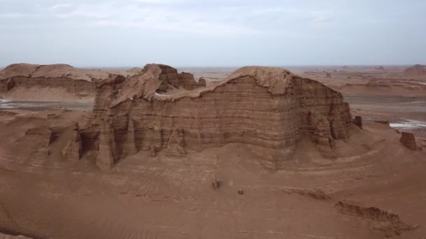 美丽的大自然沙漠 空中风景 美丽的沙漠风景 生态环境 水的问题 全球变暖 岩石中的戏剧性地质奇观卢特沙漠 — 图库视频影像