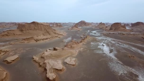 Όμορφη Φύση Έρημος Αεροφωτογραφία Όμορφο Τοπίο Της Ερήμου Οικολογικό Περιβάλλον — Αρχείο Βίντεο