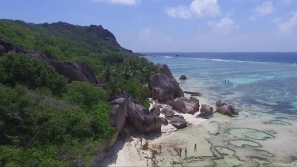 印度洋的海滩和岛屿 印度洋热带岛屿和大堡礁的无人机图像 天堂度假的概念 白沙滩的海岸 — 图库视频影像
