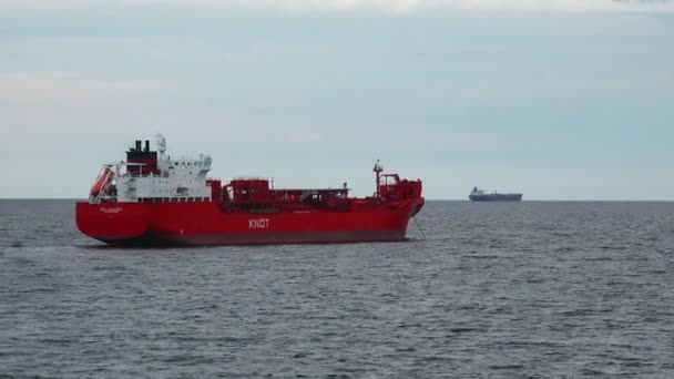 Tankowiec Morzu Statki Towarowe Zbiornikowiec Koncepcja Logistyki Transportu Morskiego — Wideo stockowe