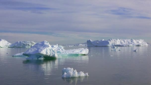 アイスバーグ 自然の不思議 南極の氷河を融解する巨大な浮遊氷河 地球温暖化と気候変動 南極とグリーンランドの雪山と氷河の海岸の風景 — ストック動画
