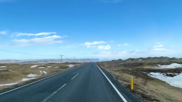 Islande Paysage Routier Belle Nature Volcanique Par Temps Ensoleillé Voyage — Video