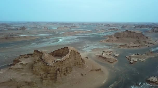 美丽的大自然沙漠 美丽的沙漠风景 生态环境 水的问题 全球变暖 卢特沙漠 空中景观 — 图库视频影像