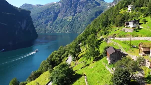 Gyönyörű Természet Norvégia Fjordjai Légi Felvételek Norvég Fjordokról — Stock videók