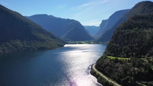 Nádherná Příroda Norské Fjordy Letecké Záběry Norských Fjordů — Stock video