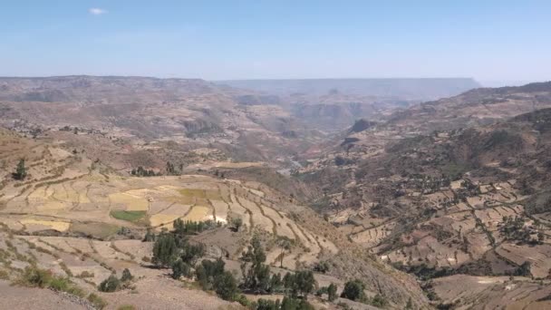 Panorama Van Bergen Ethiopië Afrika Woestijnlandschap Nationaal Park Simien Avontuurlijke — Stockvideo
