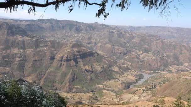Panorama Van Bergen Ethiopië Afrika Woestijnlandschap Nationaal Park Simien Avontuurlijke — Stockvideo