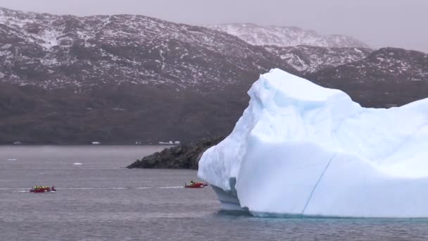 Arctisch Landschap Ijsbergen Opwarming Van Aarde Arctische Gletsjer Poolgebied Antarctica — Stockvideo