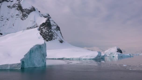 Айсберги Таяние Айсбергов Океане Море Огромный Кусок Ледника Ледники Тают — стоковое видео