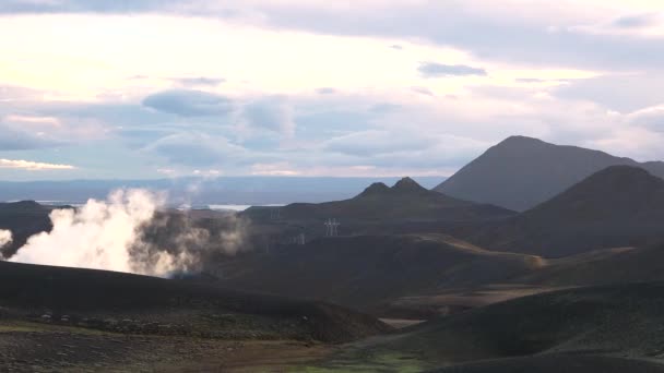 Ijsland Aarde Aan Het Roken Landschappen Van Ijsland Schoonheid Van — Stockvideo