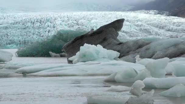 氷河と氷山についてです 地球温暖化 気候変動 気候変動 地球上の平均気温の上昇は氷河を溶かし 北極と南極の氷山の形成につながっています — ストック動画