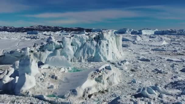 Vista Aérea Los Icebergs Glaciares Groenlandia Los Cambios Climáticos Climáticos — Vídeos de Stock