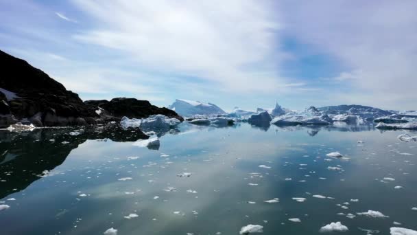 Вид Повітря Гренландію Айсберги Льодовик Зміни Клімату Погоди Призводять Глобального — стокове відео
