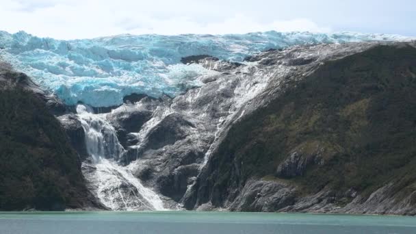 Patagonia Strait Magellan Chile South America Mountains Glaciers Landscape Glaciers — Stock Video