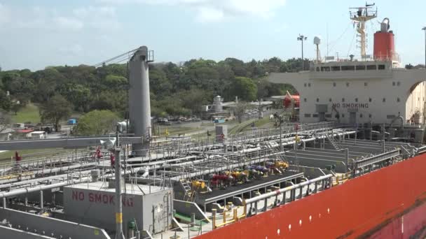 Panama Canal Panama August 2019 Large Ship Passes Lock System — Video Stock
