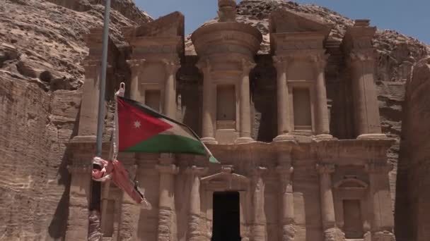 Petra Jordanië 2022 Unesco Werelderfgoed Bekend Zijn Rotsgesneden Architectuur Archeologische — Stockvideo