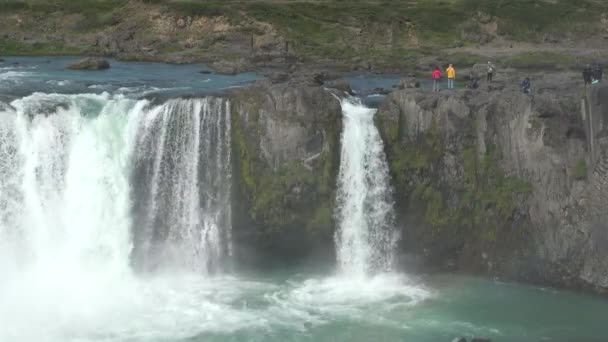 Bela Poderosa Cachoeira Godafoss Norte Islândia — Vídeo de Stock