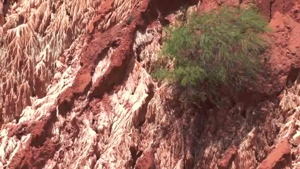 Madagaskar Kırmızı Tsingy Jeoloji Doğanın Harikaları Kırmızı Eşsiz Bazalt Kayaları — Stok video