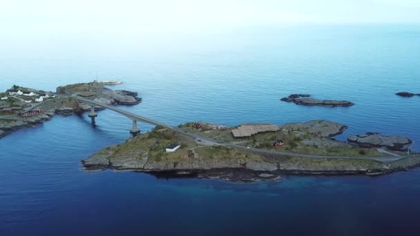 Подорож Норвегії Відеозапис Безпілотного Літального Апарату Мосту Рейні Острови Лофотон — стокове відео