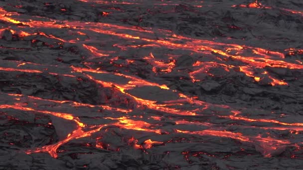 Islândia Erupção Vulcânica Espalhamento Lava Líquida Quente Vistas Rio Lava — Vídeo de Stock