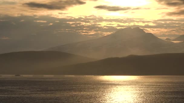 Sunrise Sunset Sea Sundeck Cruise Ship Morning Sun Sunbeams Lens — Stock Video